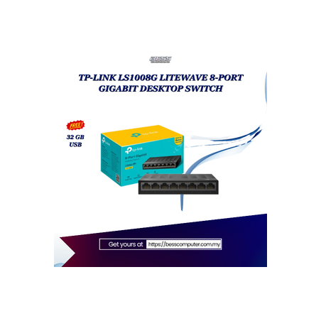 TP-LINK LS1008G LITEWAVE 8-PORT GIGABIT DESKTOP SWITCH