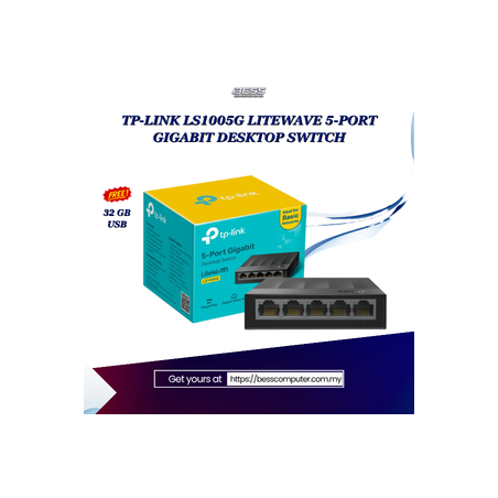 TP-LINK LS1005G LITEWAVE 5-PORT GIGABIT DESKTOP SWITCH