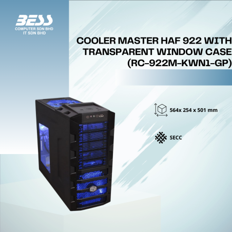 COOLER MASTER HAF 922 WITH TRANSPARENT WINDOW CASE (RC-922M-KWN1-GP)