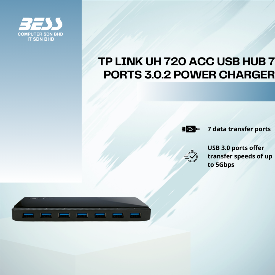 TP LINK UH 720 ACC USB HUB 7 PORTS 3.0.2 POWER CHARGER