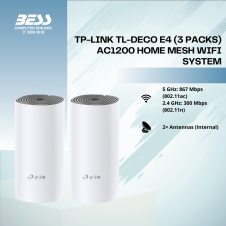 TP-LINK TL-DECO E4 (3 PACKS) AC1200 HOME MESH WIFI SYSTEM