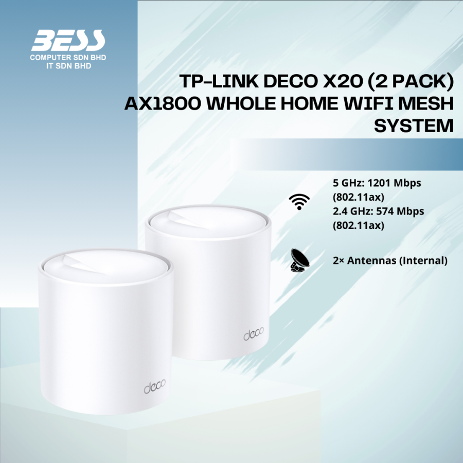 TP-LINK DECO X20 (1/2/3 PACK) AX1800 WHOLE HOME WIFI MESH SYSTEM