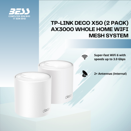 TP-LINK DECO X50 (2/3 PACK) AX3000 WHOLE HOME WIFI MESH SYSTEM
