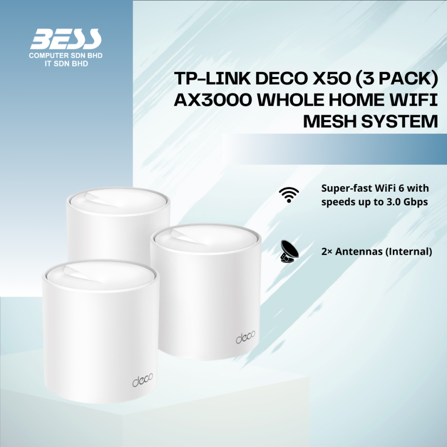 TP-LINK DECO X50 (2/3 PACK) AX3000 WHOLE HOME WIFI MESH SYSTEM