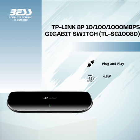 TP-LINK 8P 10/100/1000MBPS GIGABIT SWITCH (TL-SG1008D)