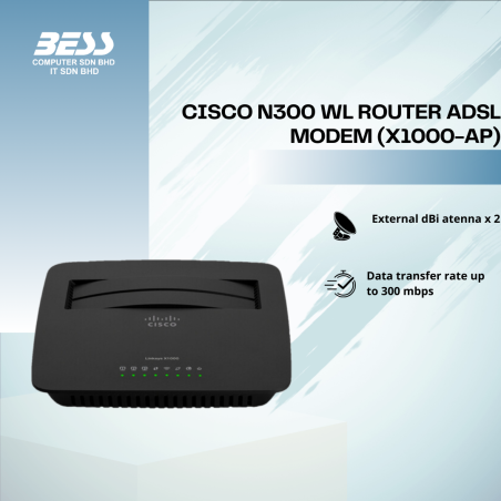 CISCO N300 WL ROUTER ADSL MODEM (X1000-AP)